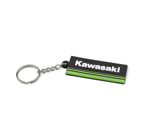 K068-8917-BKNS KAWASAKI 3 GREEN LINES RUBBER KEYCHAIN